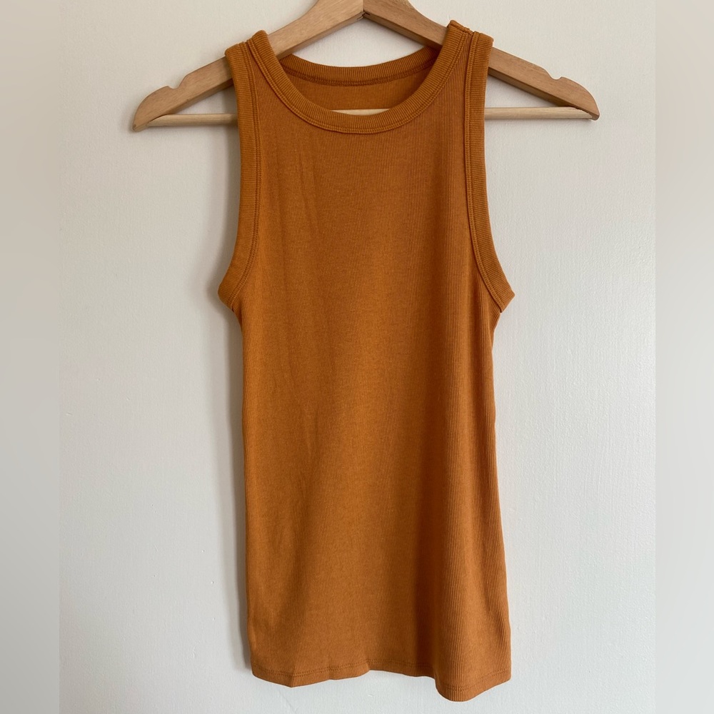 A New Day Ribbed Tank in Burnt Orange